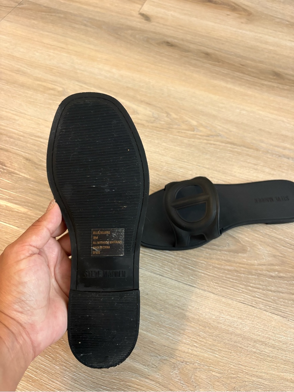 Steve Madden Black Sculpted Slide Sandals - Picture 4 of 5